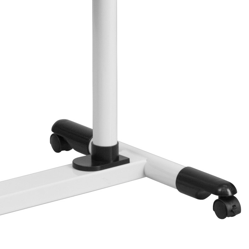 SwivelTop White Adjustable Steel Mobile Desk with Cup Holder