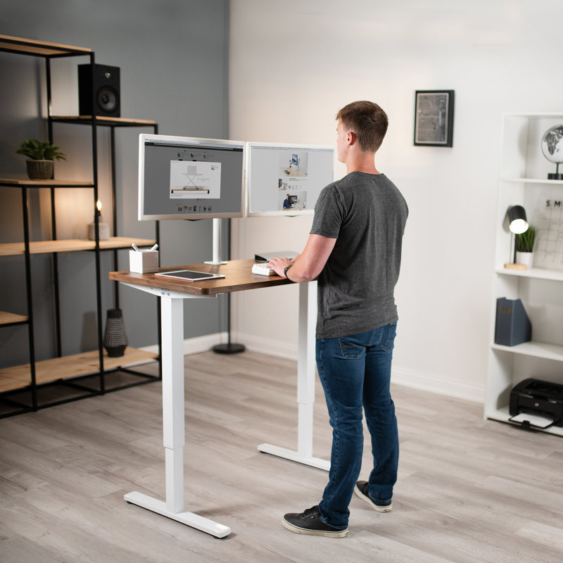 ErgoFlex White Steel Crank Adjustable Desk Frame