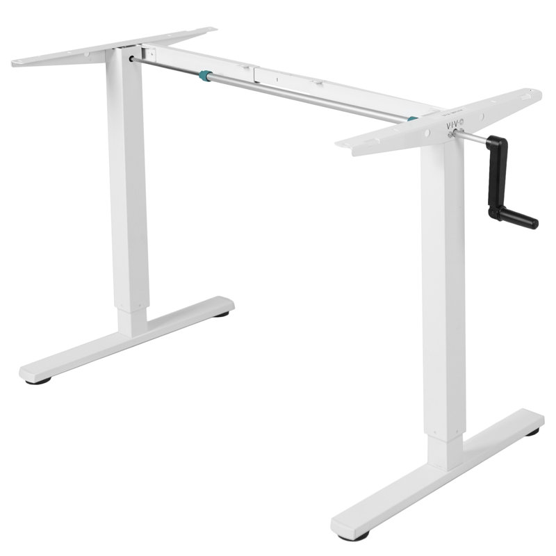 ErgoFlex White Steel Crank Adjustable Desk Frame