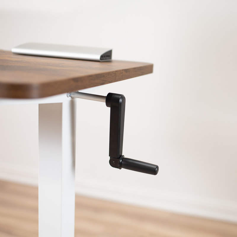 ErgoFlex White Steel Crank Adjustable Desk Frame