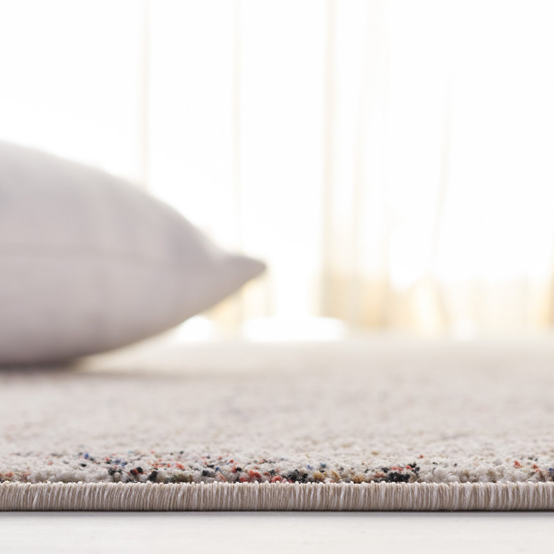 Ivory Synthetic Hand-knotted Square Easy Care Rug