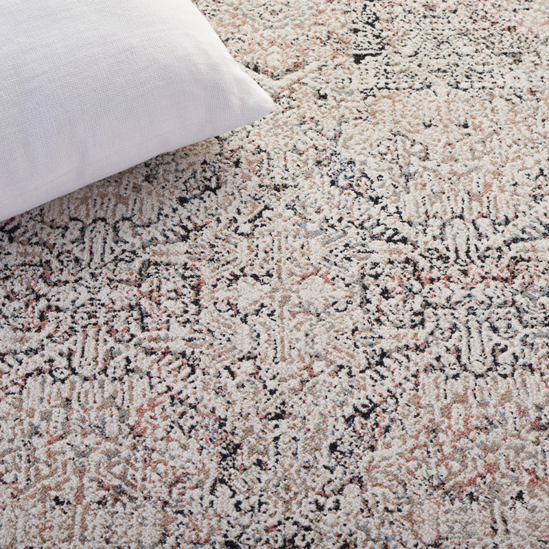 Ivory Synthetic Hand-knotted Square Easy Care Rug
