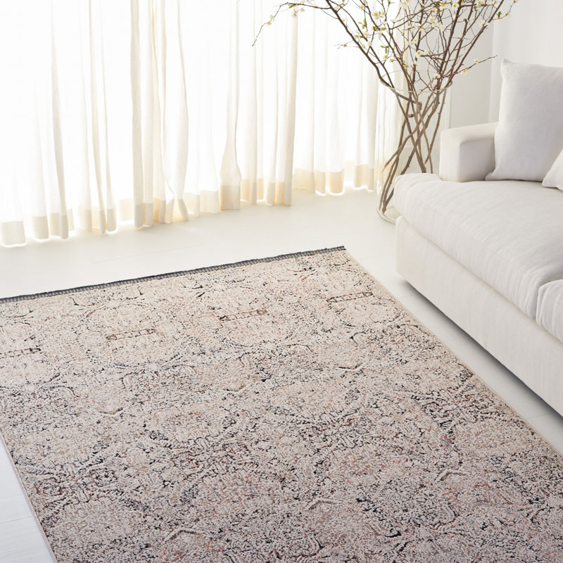 Ivory Synthetic Hand-knotted Square Easy Care Rug