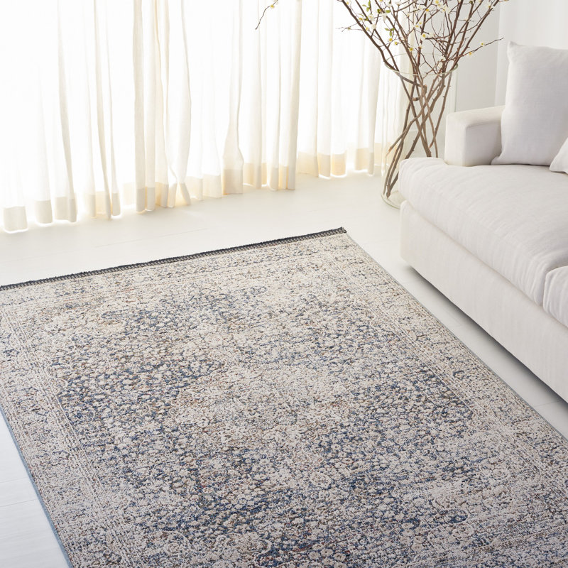 Ivory and Light Olive Hand-Knotted Wool Blend 5'3" x 7'6" Area Rug