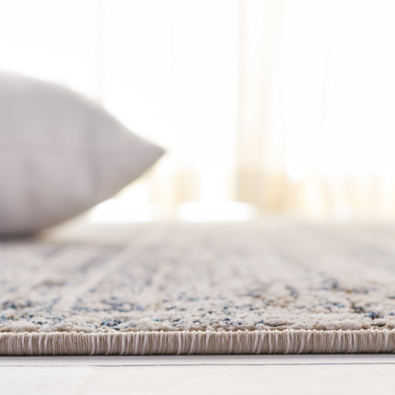 Ivory & Navy Hand-Knotted Wool Blend Round Rug