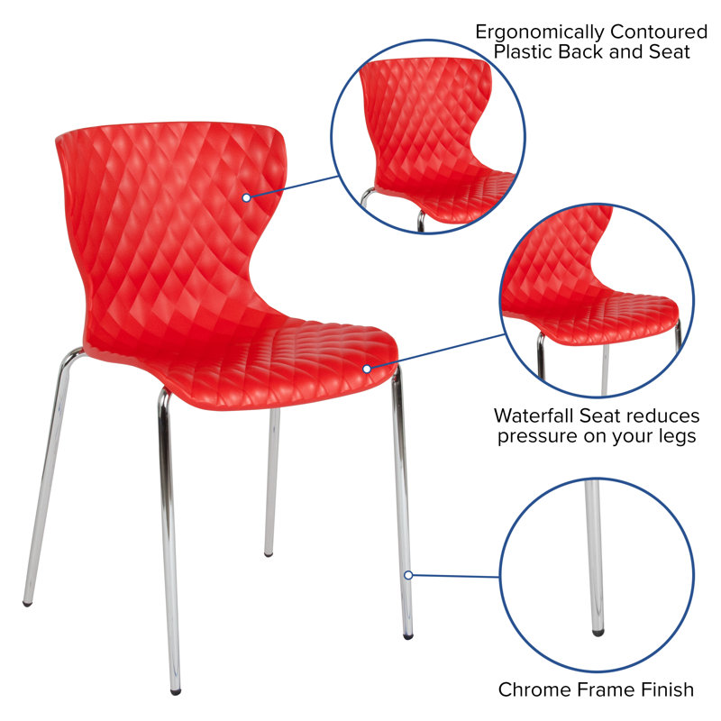 Lowell Red Diamond Quilted Plastic Stack Chair