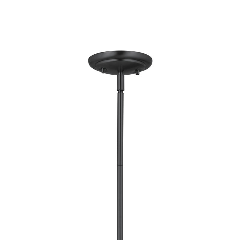 Black Steel 6-Light Chandelier with Fabric Shades