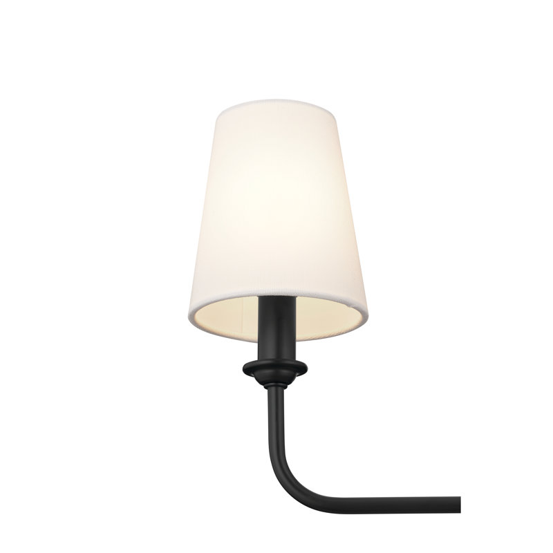 Black Steel 6-Light Chandelier with Fabric Shades