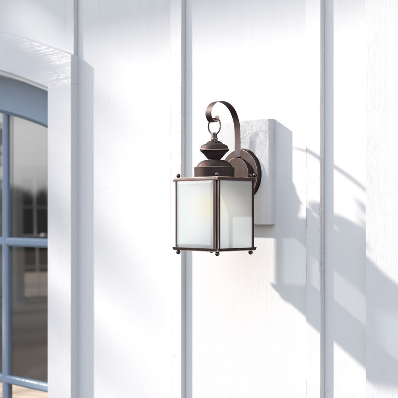 Antique Bronze Dimmable Outdoor Wall Lantern with Frosted Glass Shade