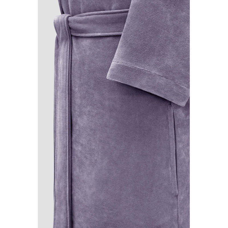 Purple Cotton Blend Terry Cloth Hooded Bathrobe with Belt