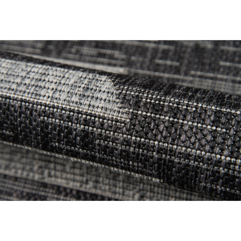 Charcoal Geometric Easy-Care Rectangular Synthetic Rug 5'3" x 7'6"