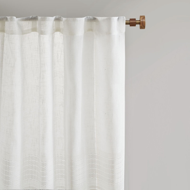 Polyester Semi Sheer Curtain Panel Pair
