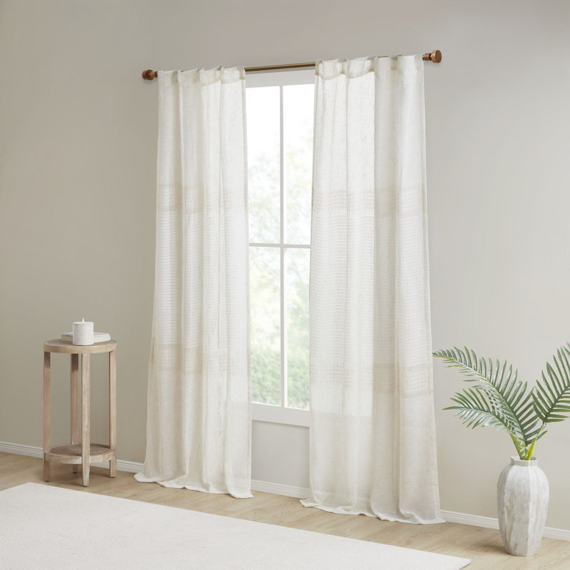 Ivory Sheer Linen-Blend Rod Pocket Curtain Panels 37"W x 84"L