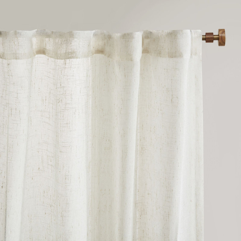 Ivory Sheer Linen-Blend Rod Pocket Curtain Panels 37"W x 84"L