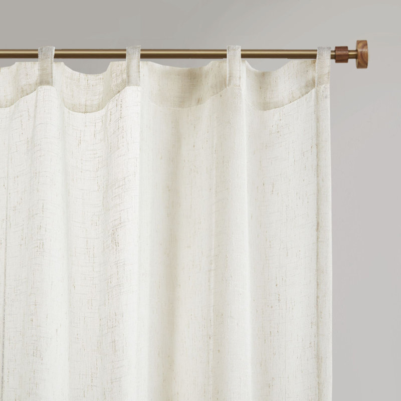 Ivory Sheer Linen-Blend Rod Pocket Curtain Panels 37"W x 84"L