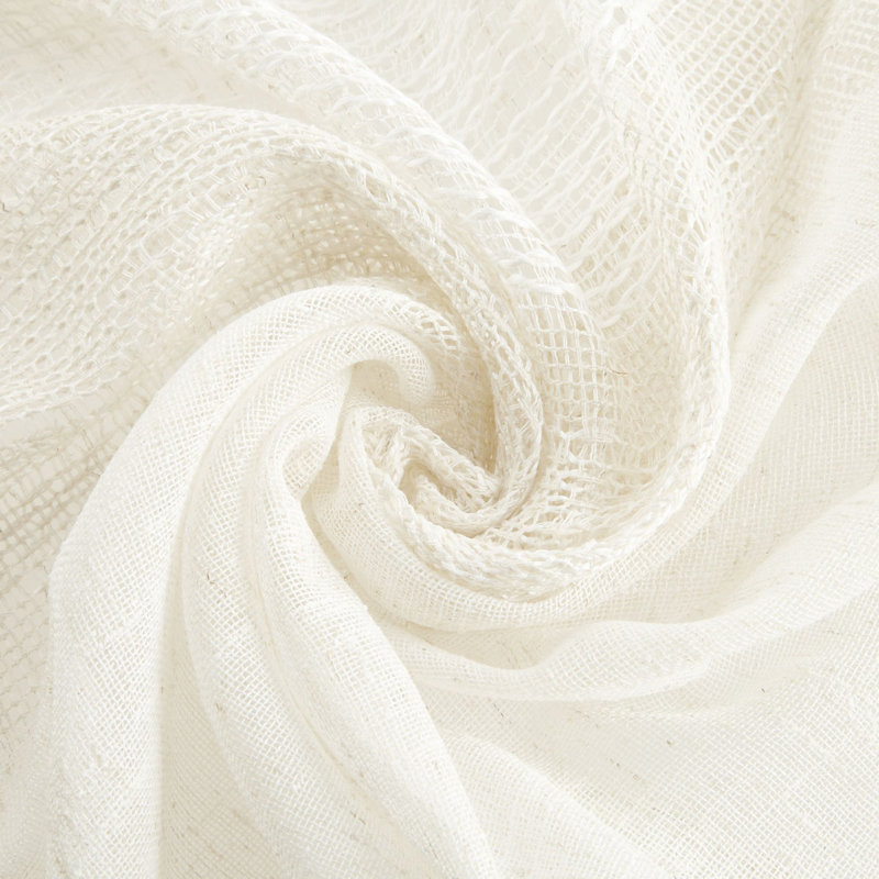Ivory Sheer Linen-Blend Rod Pocket Curtain Panels 37"W x 84"L