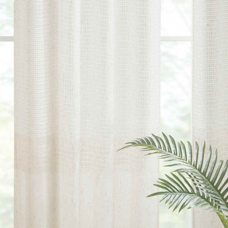 Ivory Sheer Linen-Blend Rod Pocket Curtain Panels 37"W x 84"L