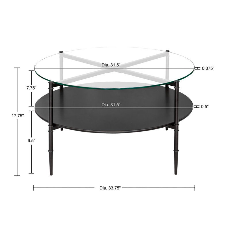 Caroline 38" Round Interchangeable Wood and Glass Coffee Table in Matte Black