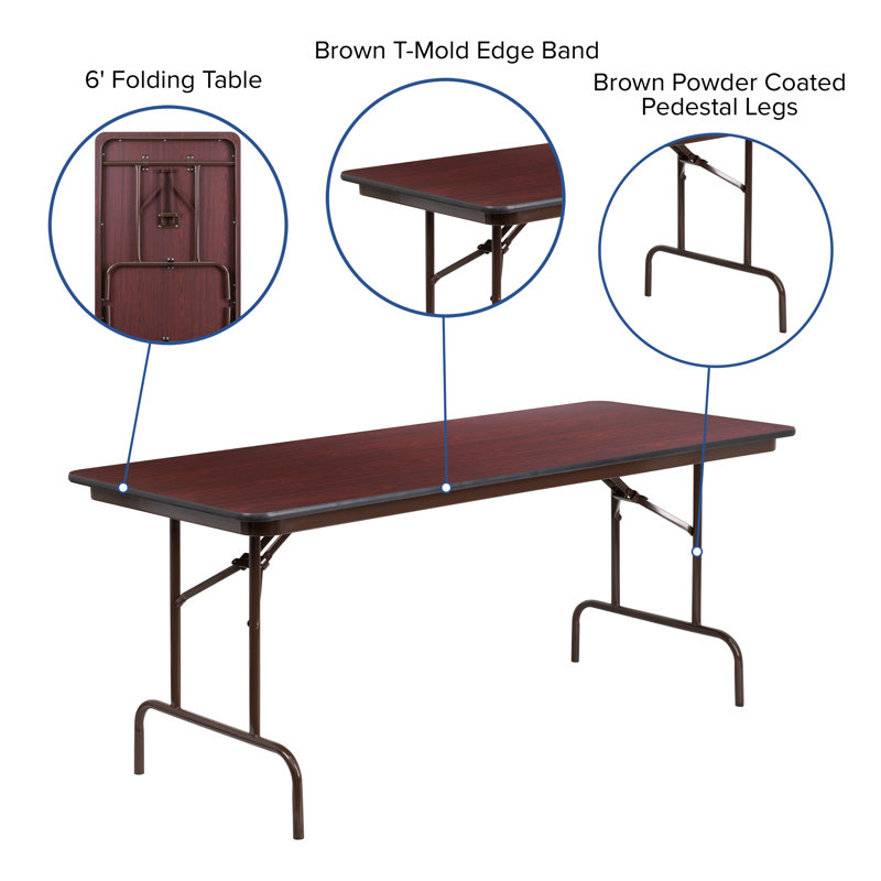 Elegant 6-Foot Mahogany Laminate Folding Banquet Table