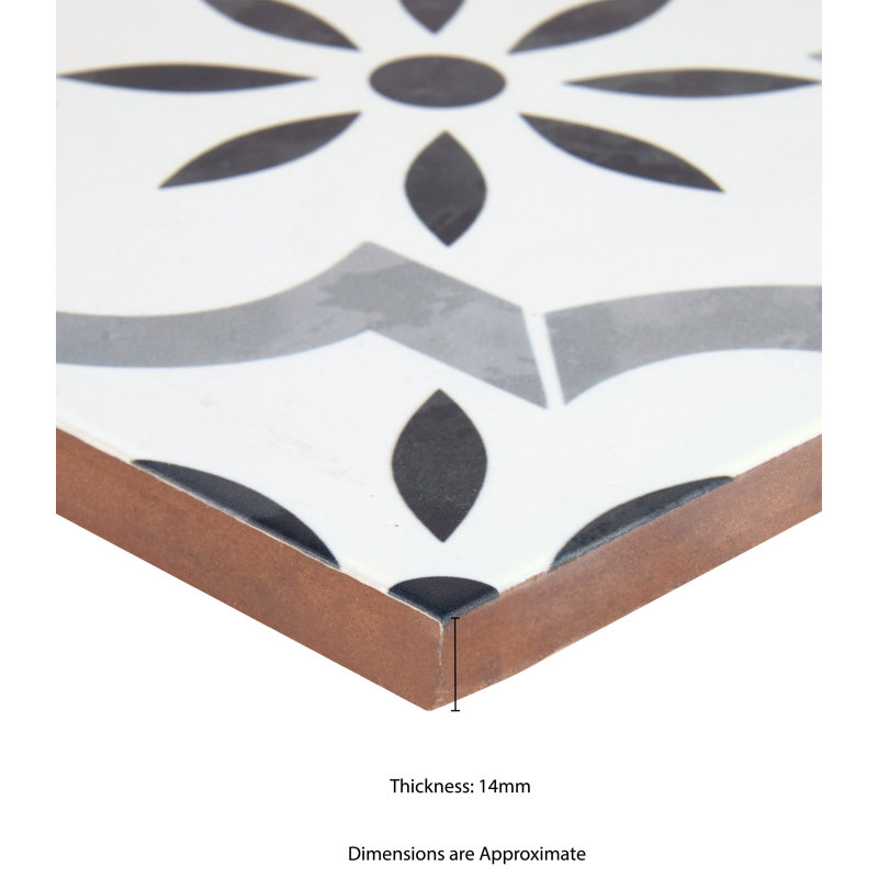 Azila 8'' x 8'' Matte Porcelain Encaustic Look Tile