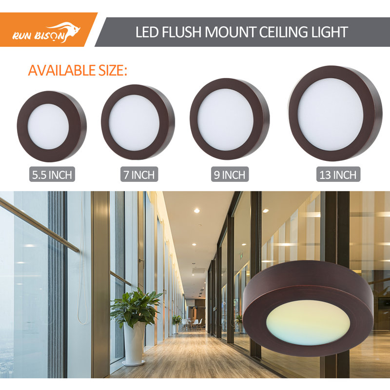5.5'' Bronze Aluminum Round LED Flush Mount Downlight Set