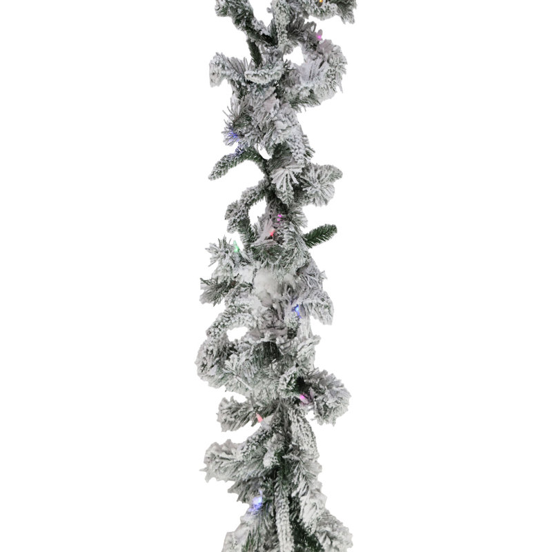 Frosted Pine Multicolor LED Outdoor Garland - 9ft