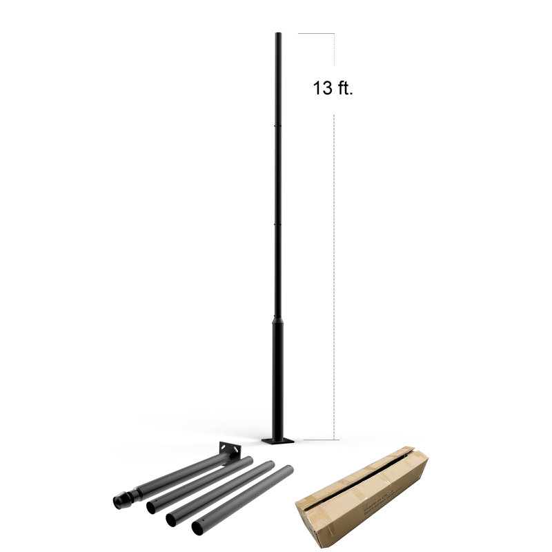 Elegant Black Extendable Outdoor Light Post with Powder Coated Finish