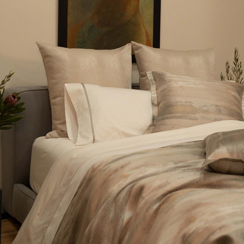 Elegance Horizon Rectangular Pillow in Gold, Silver, and Cream