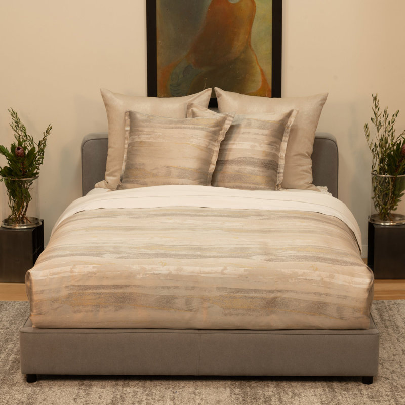 Elegance Horizon Rectangular Pillow in Gold, Silver, and Cream