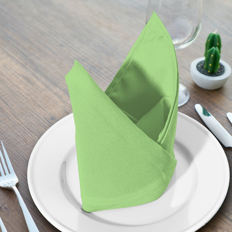 Light Green Cotton Blend Square Cloth Napkins, Set of 12