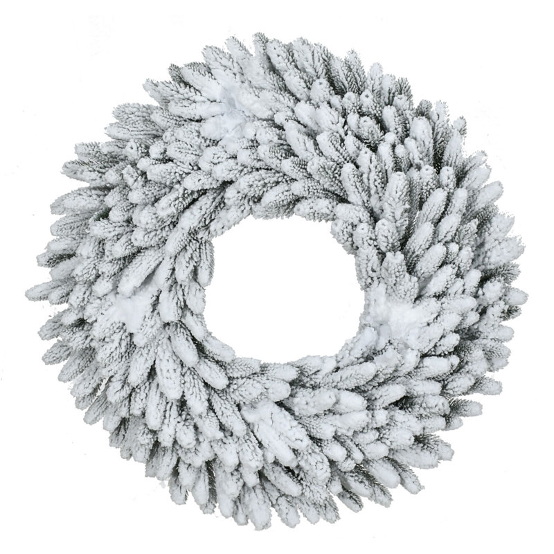 36'' Frosted Pine Artificial Wreath with Snow Flocking
