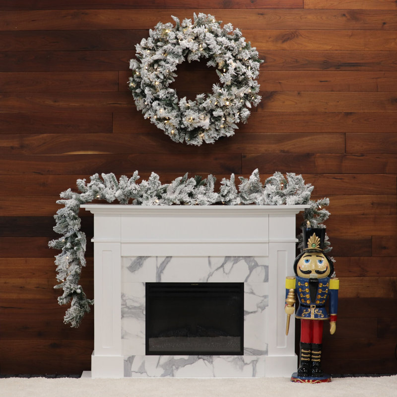 Festive Mountain Pine 36" Flocked LED Wreath