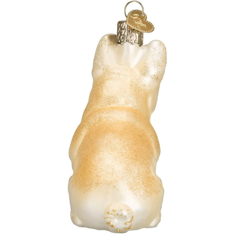 6-Inch Beige Glass French Bulldog Tree Topper