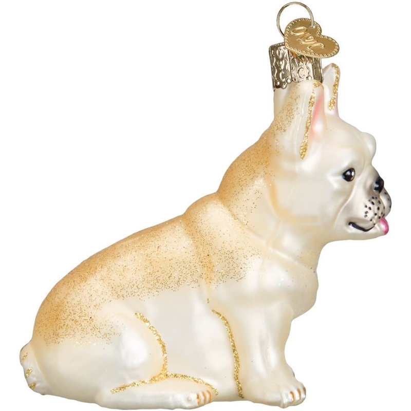 6-Inch Beige Glass French Bulldog Tree Topper
