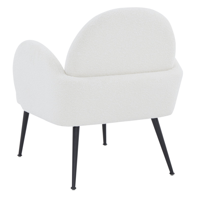Ivory Boucle Upholstered Armchair with Black Legs