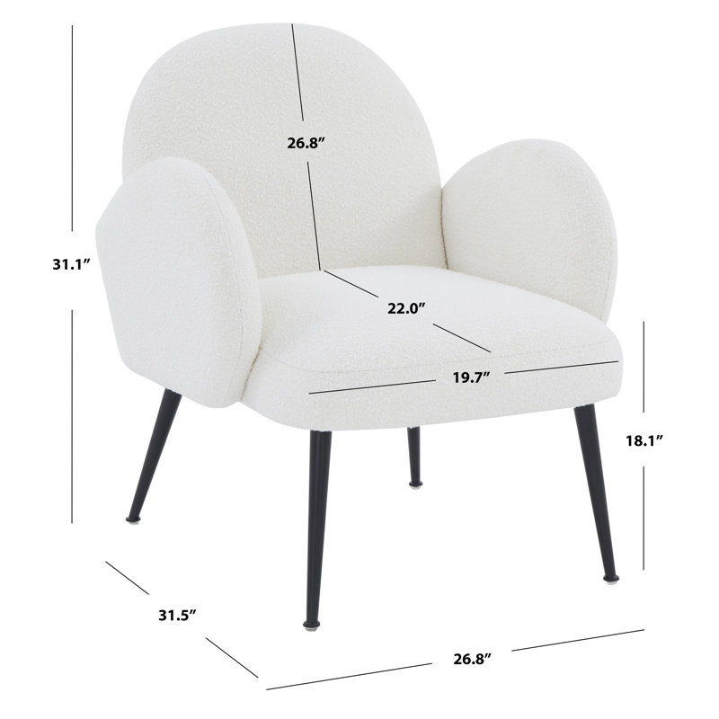 Ivory Boucle Upholstered Armchair with Black Legs