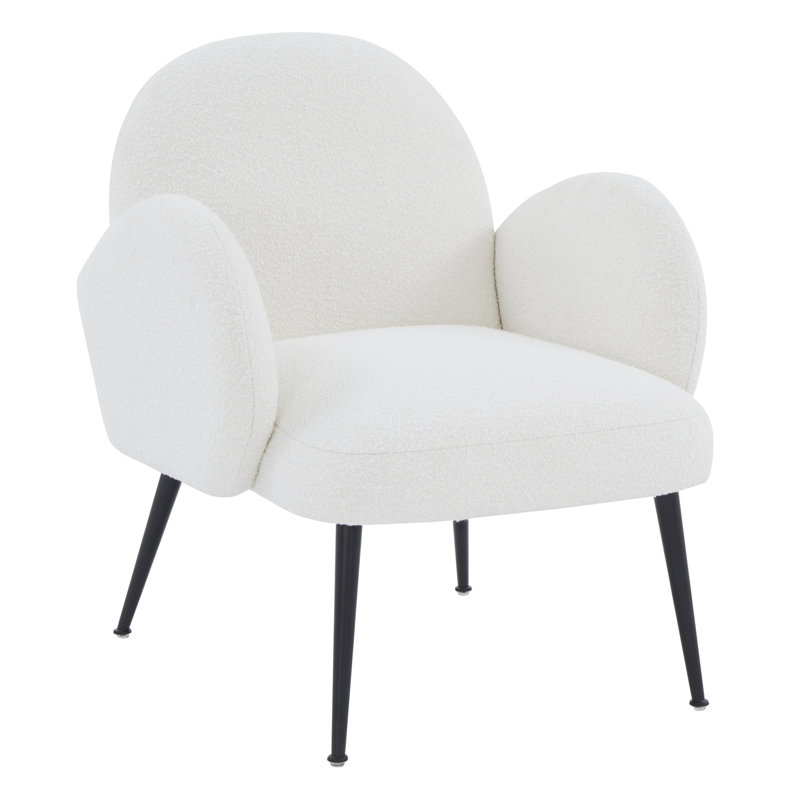 Ivory Boucle Upholstered Armchair with Black Legs