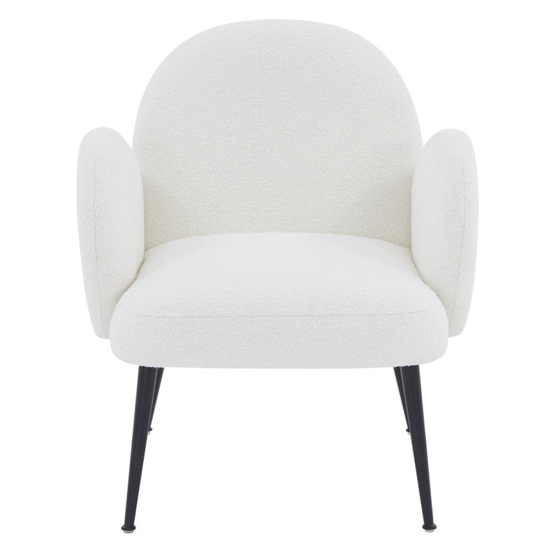 Ivory Boucle Upholstered Armchair with Black Legs