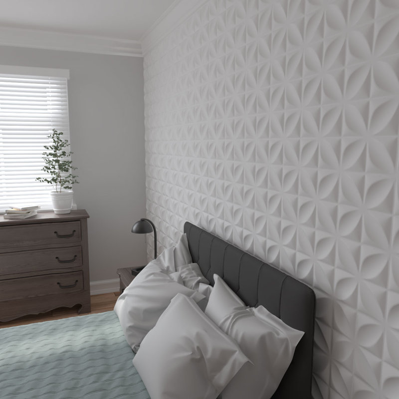 Helene White Textured 3D PVC Wall Panels, 12" x 12", 20-Pack