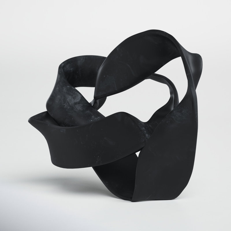 Black Resin Tangled Modern Sculpture