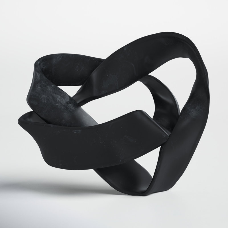 Black Resin Tangled Modern Sculpture