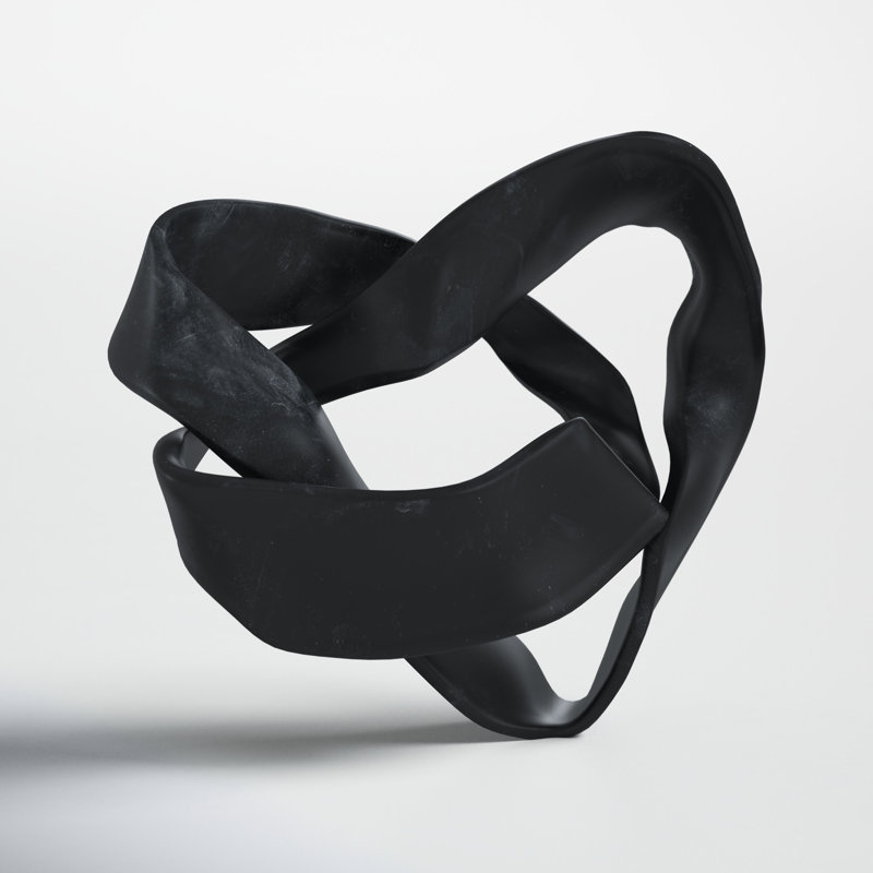 Black Resin Tangled Modern Sculpture