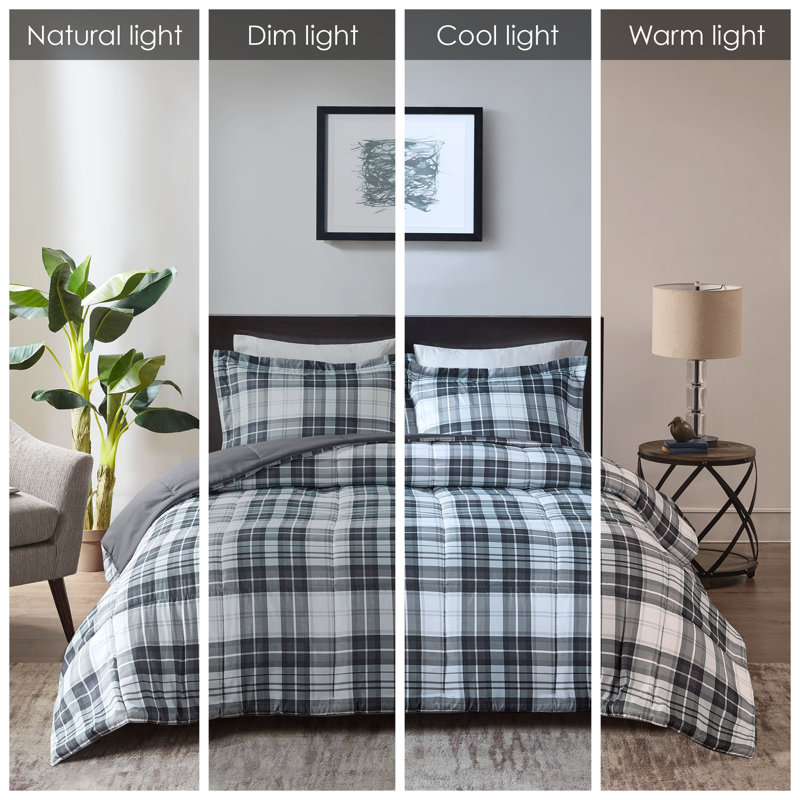 Full Black and White Reversible Down Alternative Comforter Set