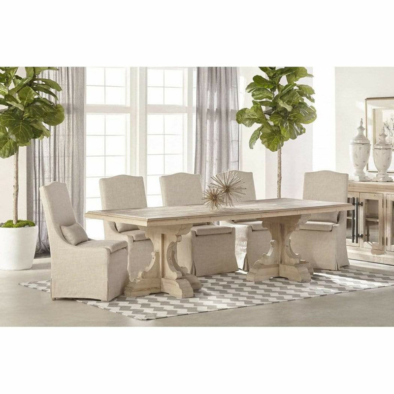 Colette Transitional Beige Linen Slipcover Parsons Chair