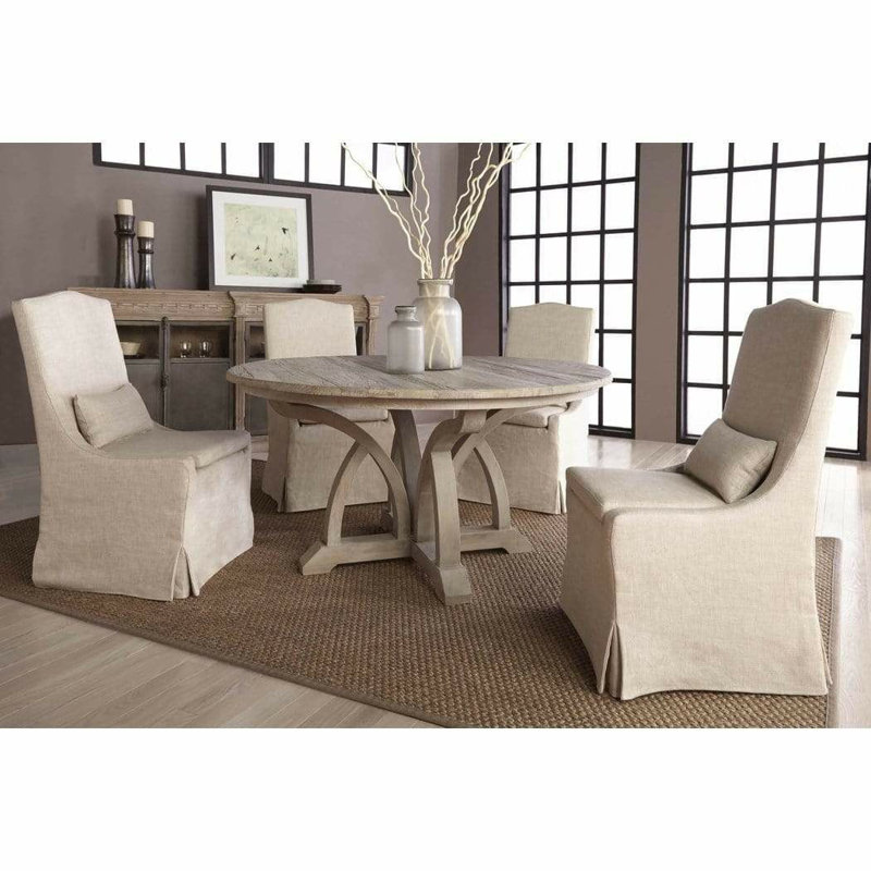 Colette Transitional Beige Linen Slipcover Parsons Chair