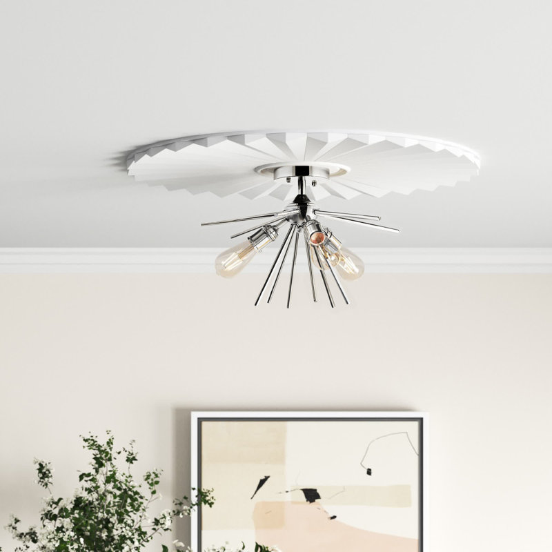 GetLedel 3-Light Chrome Sputnik Semi-Flush Mount Chandelier