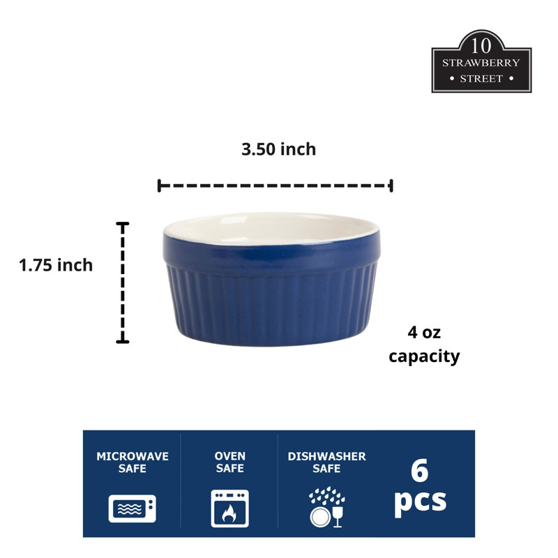 Blue Stoneware 4oz Ramekin Set of 6