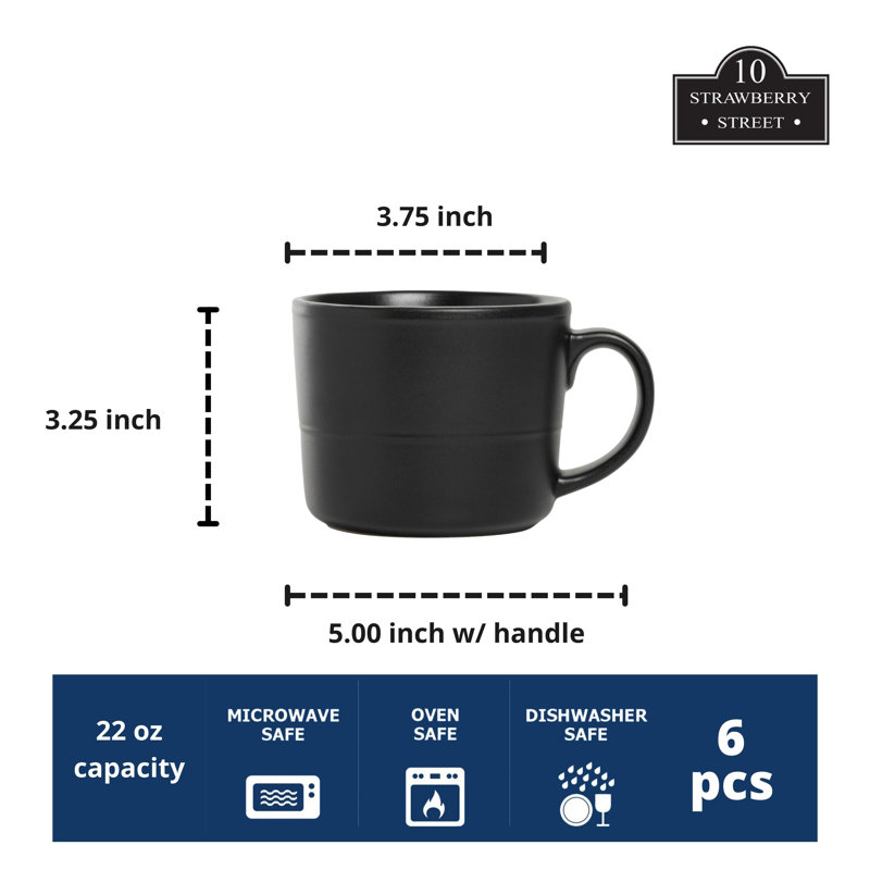 Matte Black Ceramic 12 Oz Microwave Safe Mug Set