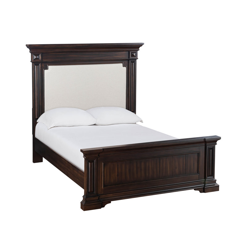 Stamford Dark Brown Queen Upholstered Wood Bed with Headboard