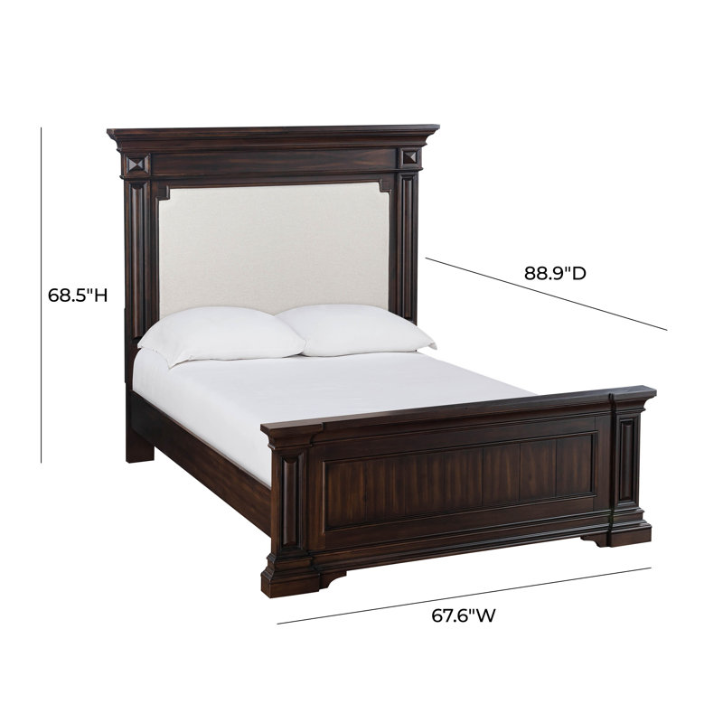 Stamford Dark Brown Queen Upholstered Wood Bed with Headboard